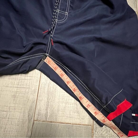 VTG Y2K Tommy Hilfiger Navy Blue Red Lined Hybrid Board Swim Short Contrast L - Picture 5 of 12